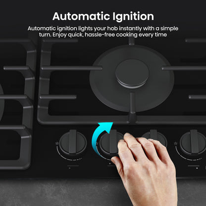 Hisense GG663BHF 60cm 4 Burner Gas Hob - Black