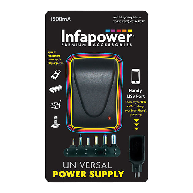 1500mA 7-WAY UNIVERSAL POWER SUPPLY AC/DC ADAPTER