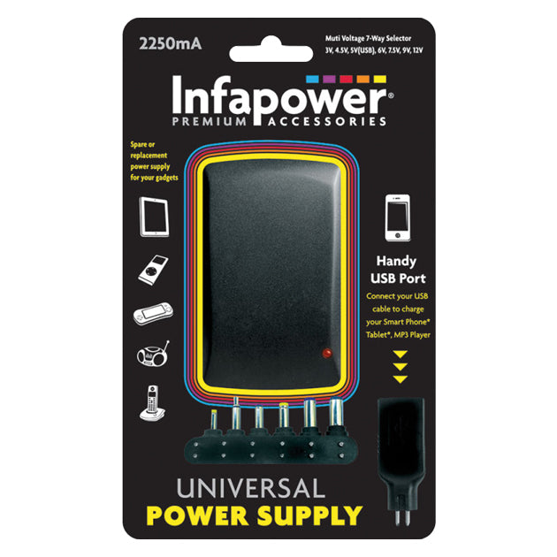 2250mA AC/DC 7 WAY UNIVERSAL POWER SUPPLY