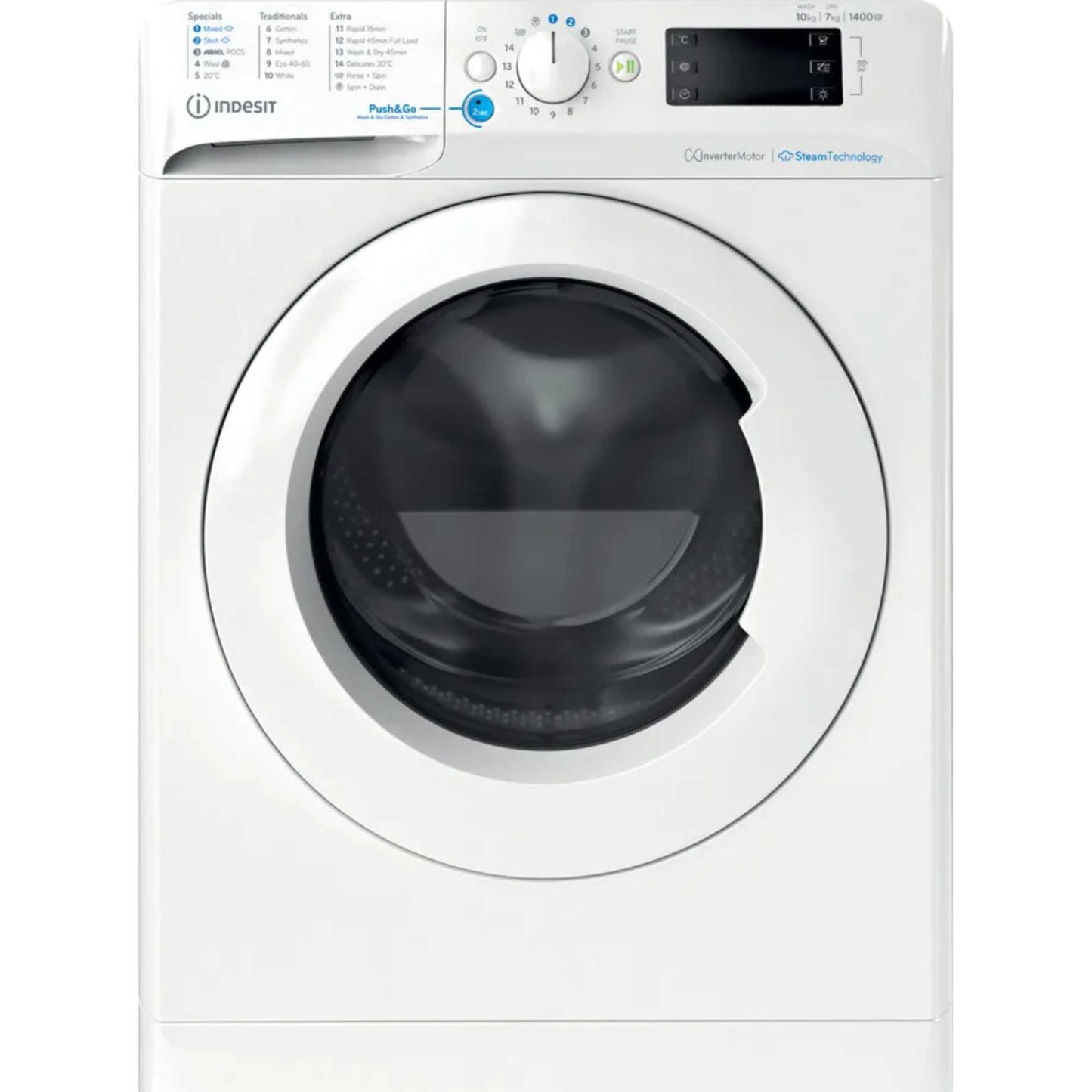 Indesit Push&Go 10kg Wash 7kg Dry 1400rpm Washer Dryer - BDE 107436 WV UK