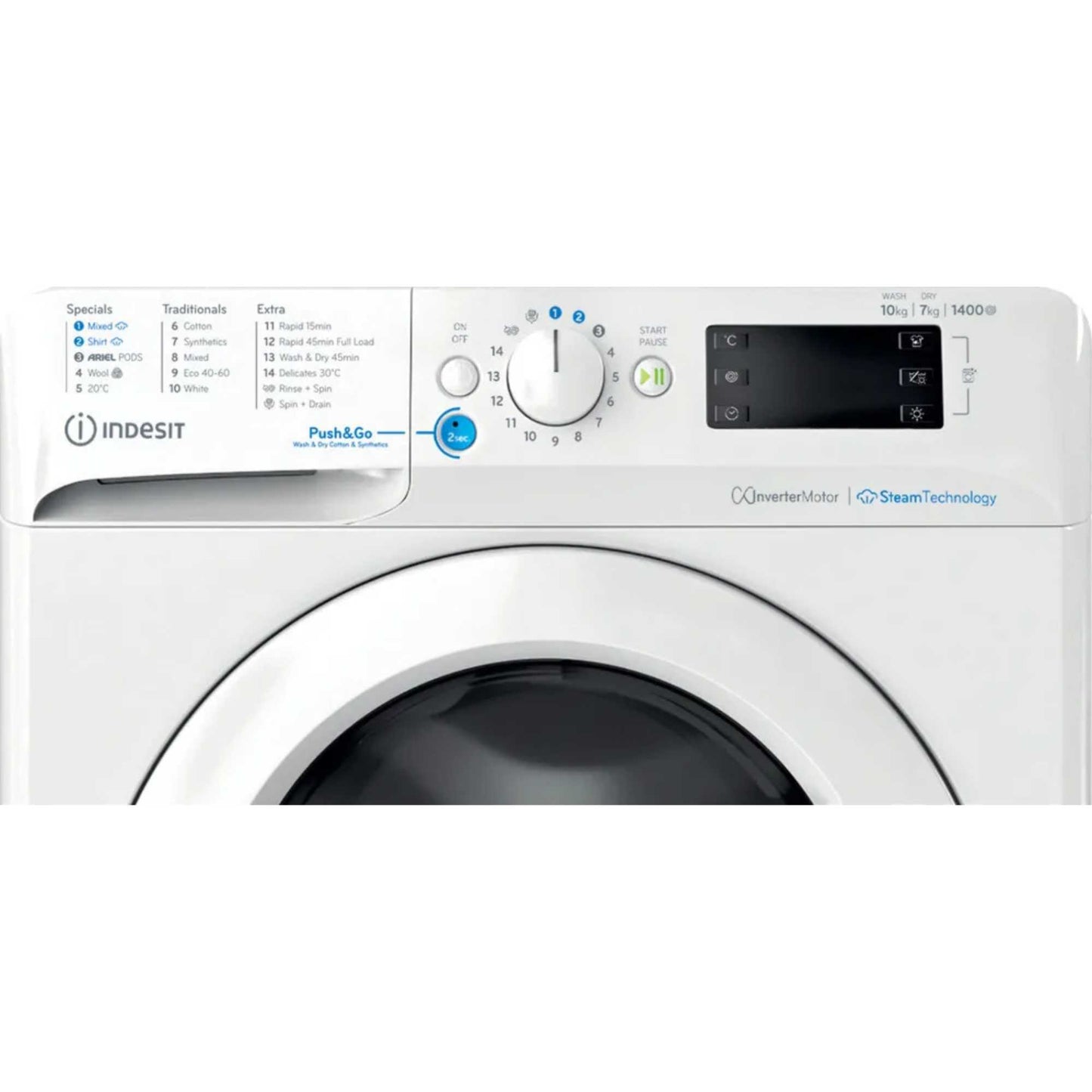 Indesit Push&Go 10kg Wash 7kg Dry 1400rpm Washer Dryer - BDE 107436 WV UK