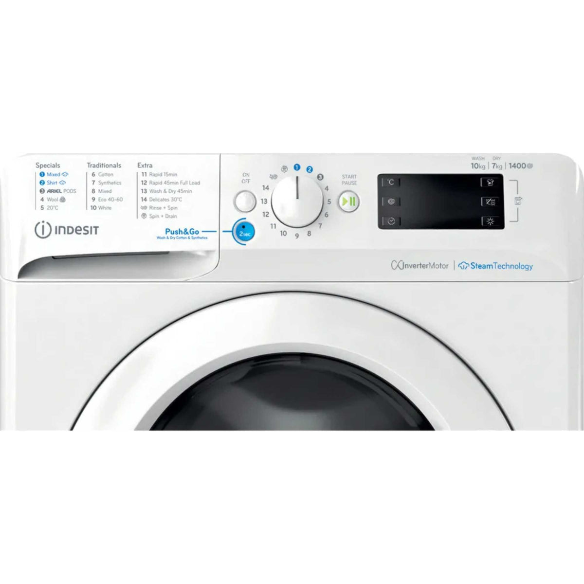 Indesit Push&Go 10kg Wash 7kg Dry 1400rpm Washer Dryer - BDE 107436 WV UK