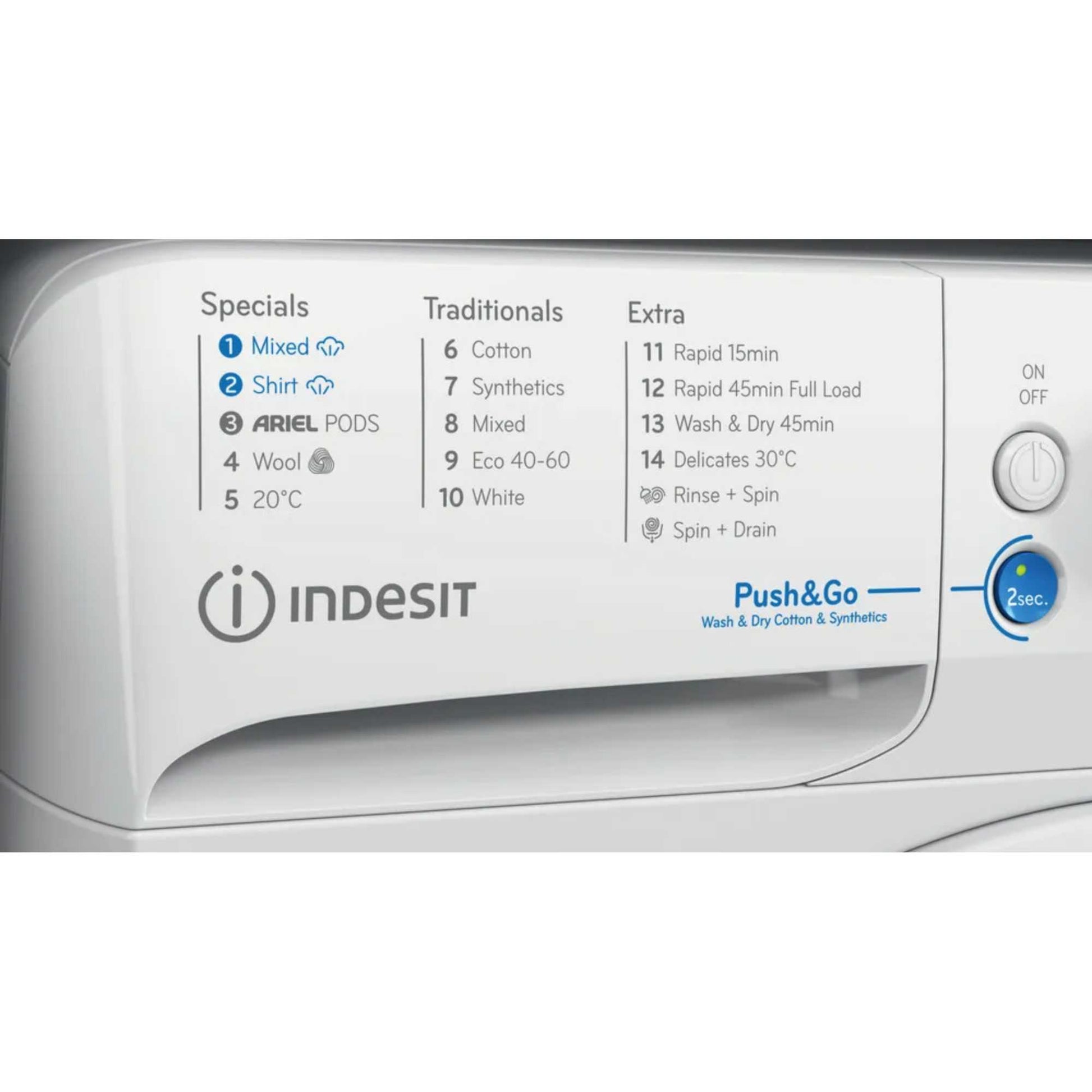 Indesit Push&Go 10kg Wash 7kg Dry 1400rpm Washer Dryer - BDE 107436 WV UK