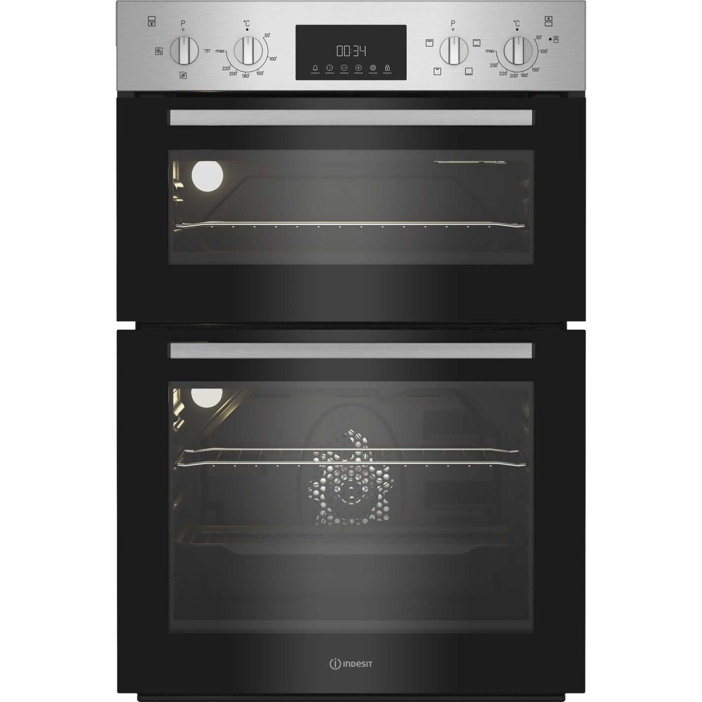 Indesit DII 10D IX Built-In Electric Fan Double Oven - Stainless Steel
