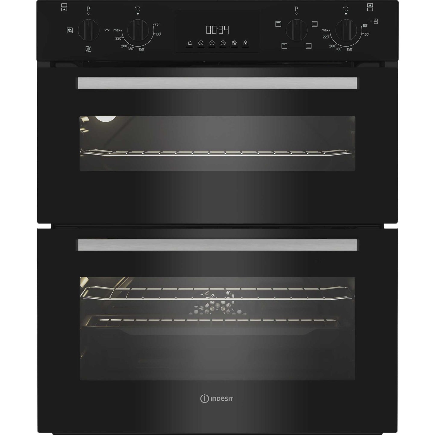 Indesit DUI 10D B Built-Under Electric Fan Double Oven - Black