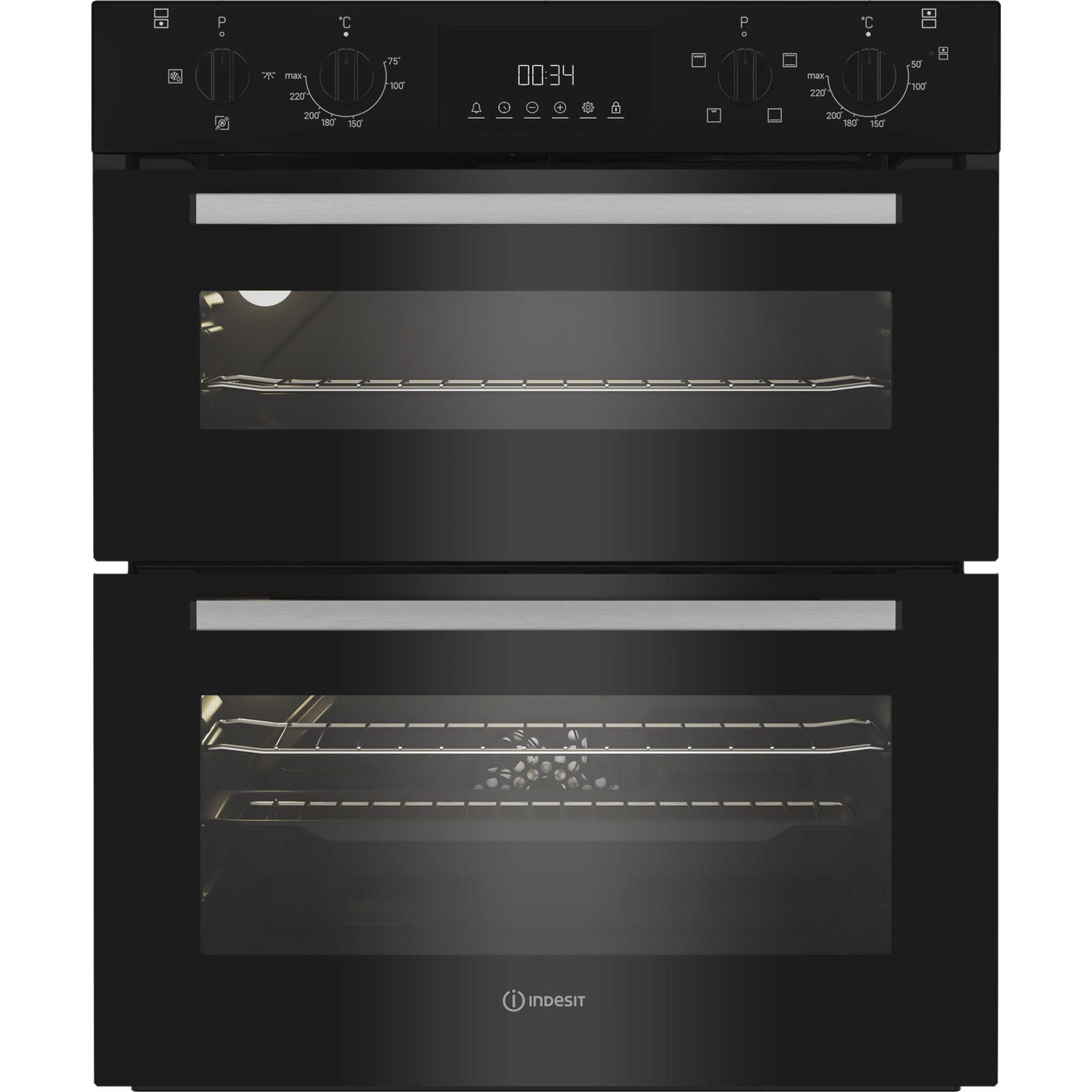 Indesit DUI 10D B Built-Under Electric Fan Double Oven - Black