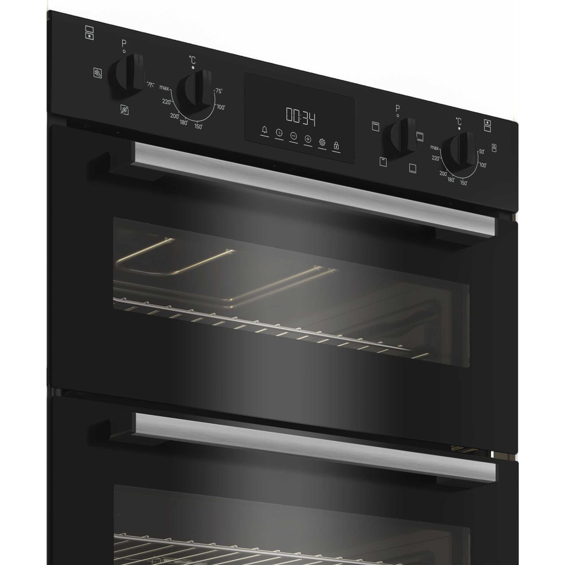 Indesit DUI 10D B Built-Under Electric Fan Double Oven - Black