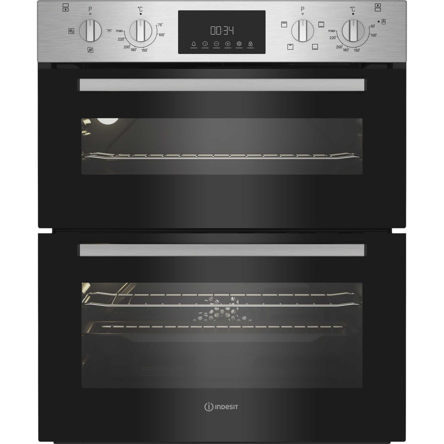 Indesit DUI 10D IX Built-Under Electric Fan Double Oven - Stainless Steel