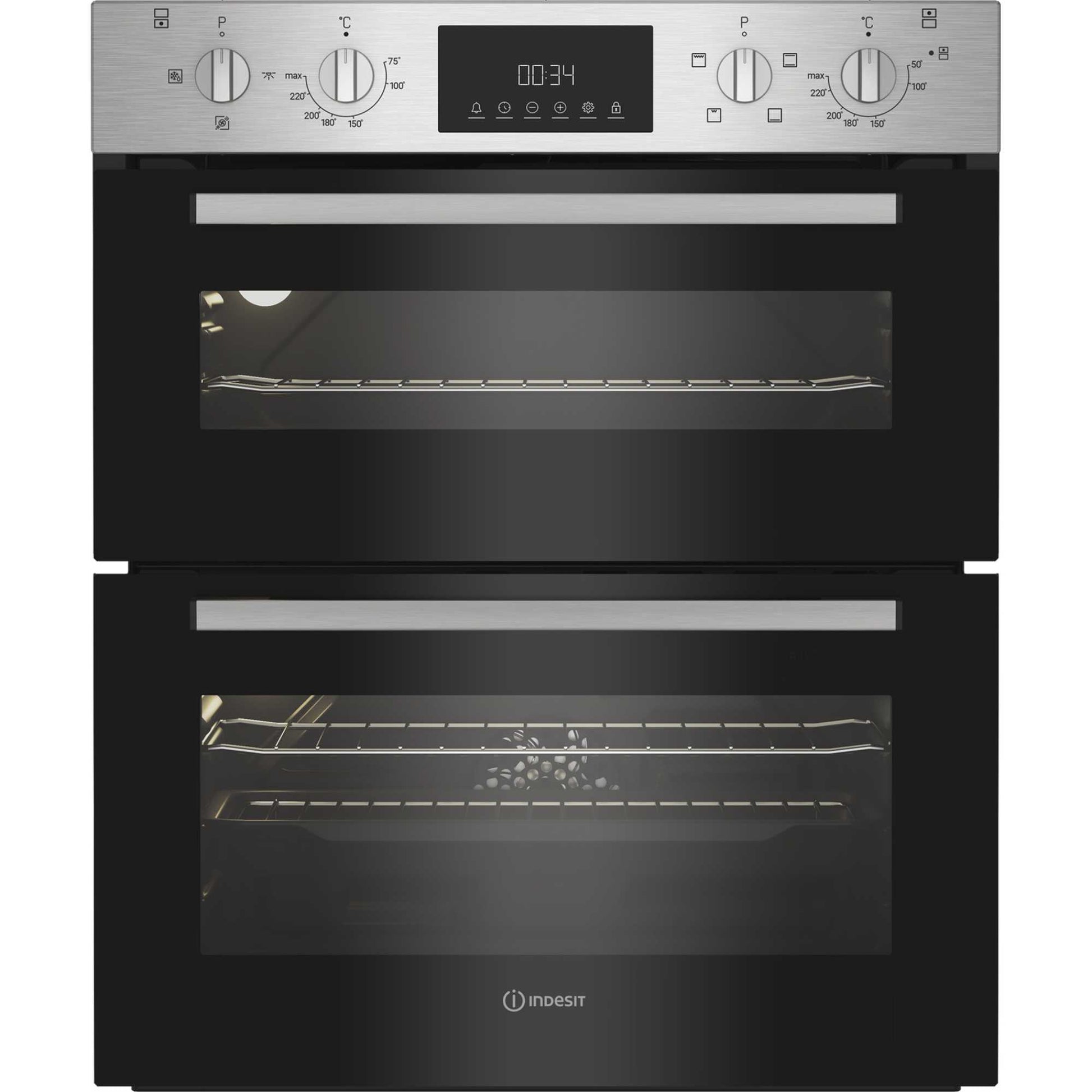 Indesit DUI 10D IX Built-Under Electric Fan Double Oven - Stainless Steel