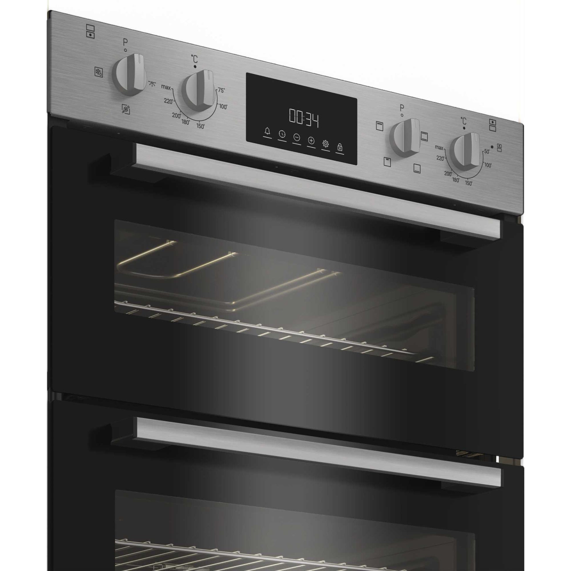 Indesit DUI 10D IX Built-Under Electric Fan Double Oven - Stainless Steel