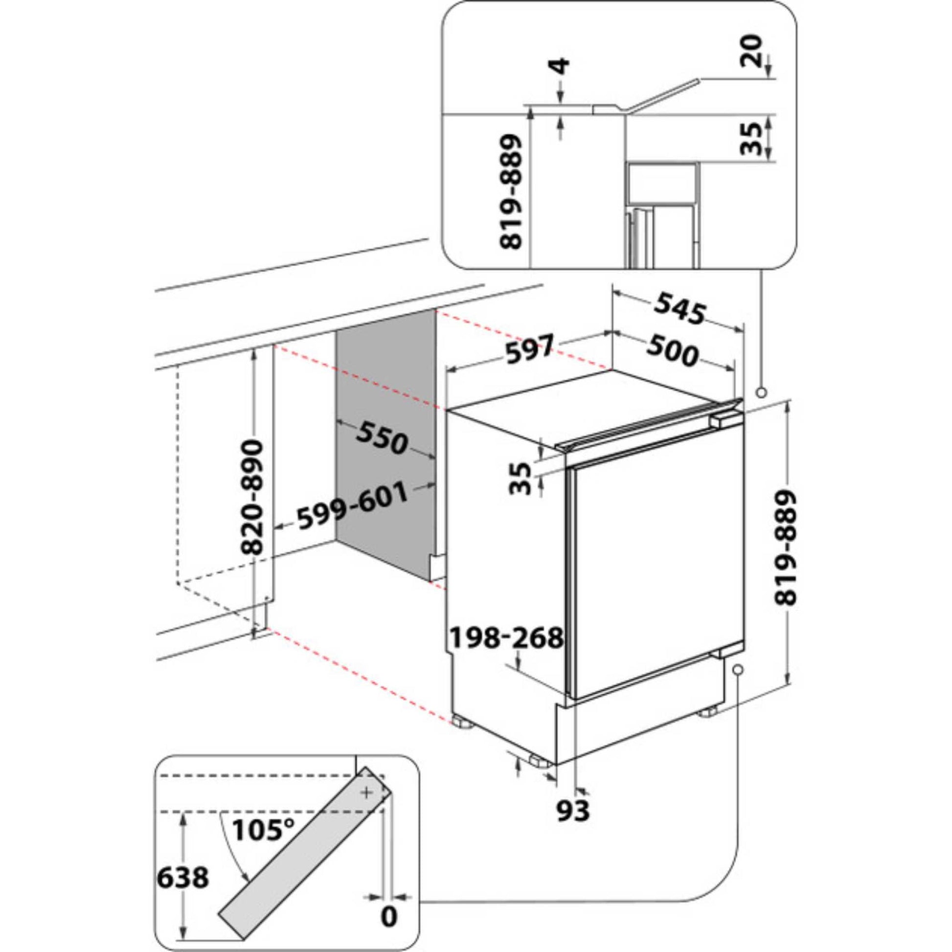 Indesit Built-In Undercounter Larder Fridge Low Frost - INBUL011.UK
