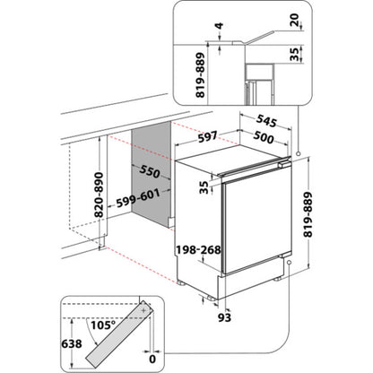 Indesit Built-In Undercounter Larder Fridge Low Frost - INBUL011.UK