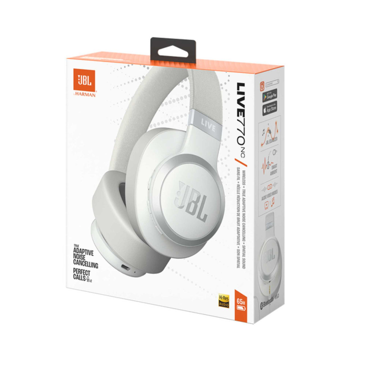 JBL LIVE 770NC Noise Cancelling Bluetooth Headphones - White