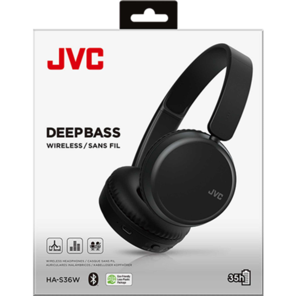JVC HA-S36W Foldable Bluetooth On-Ear Headphones - Black