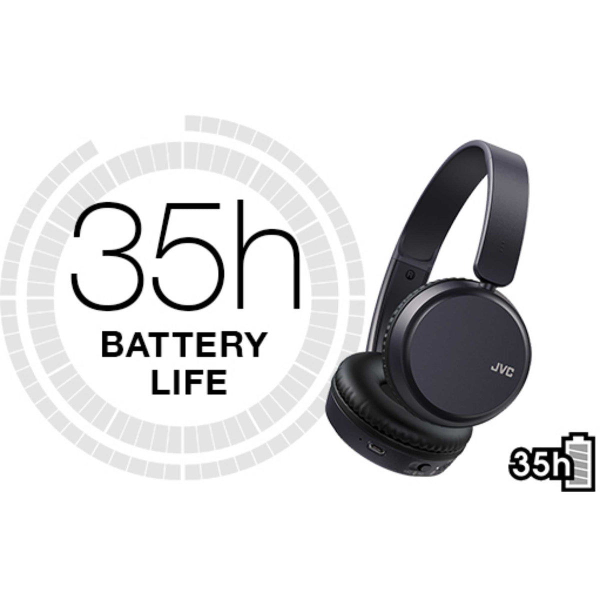 JVC HA-S36W Foldable Bluetooth On-Ear Headphones - Black