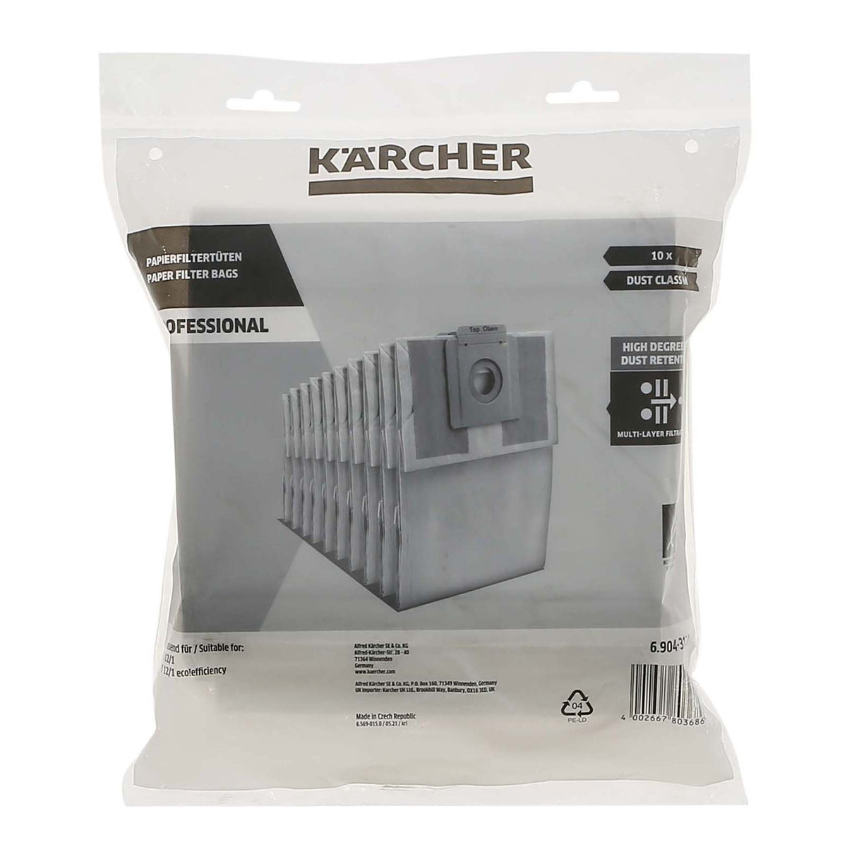 Karcher Vacuum Cleaner Paper Dust Bags T12 Pack of  10