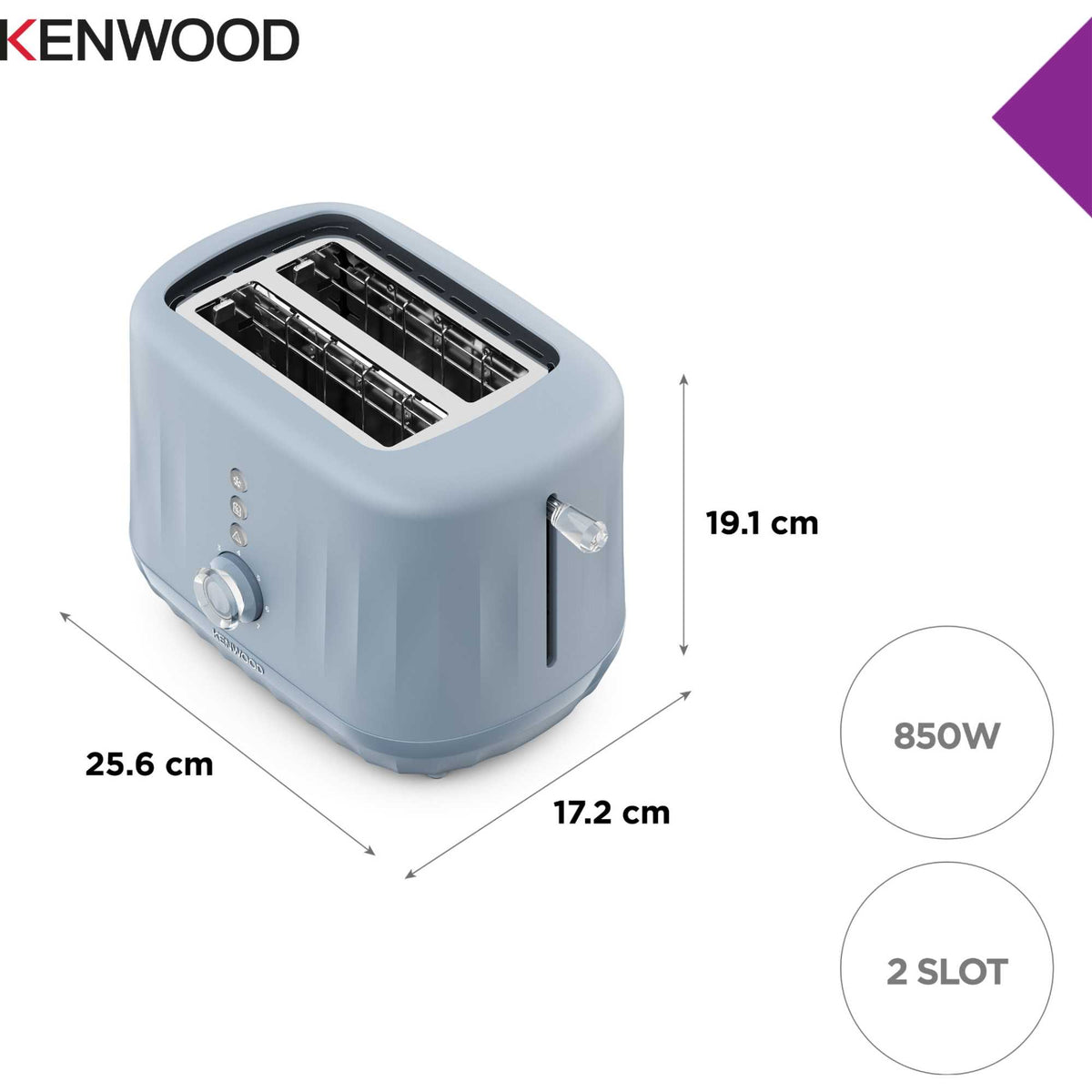 Kenwood TCP06.000GY Ripple Collection 2 Slot Toaster - Grey