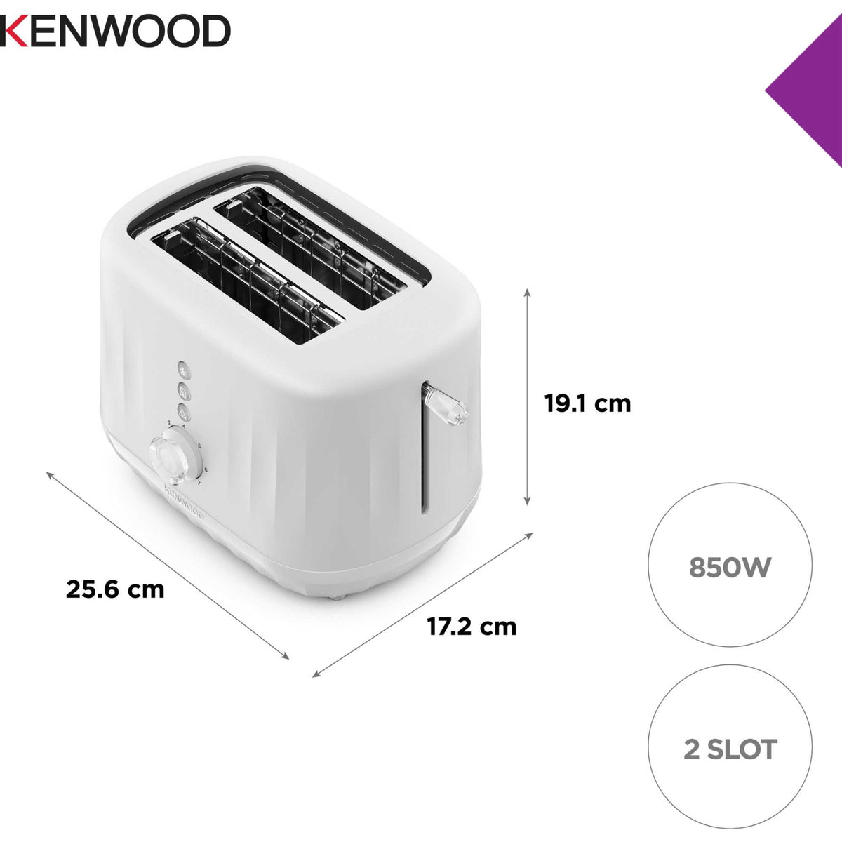 Kenwood TCP06.000WH Ripple Collection 2 Slot Toaster - White