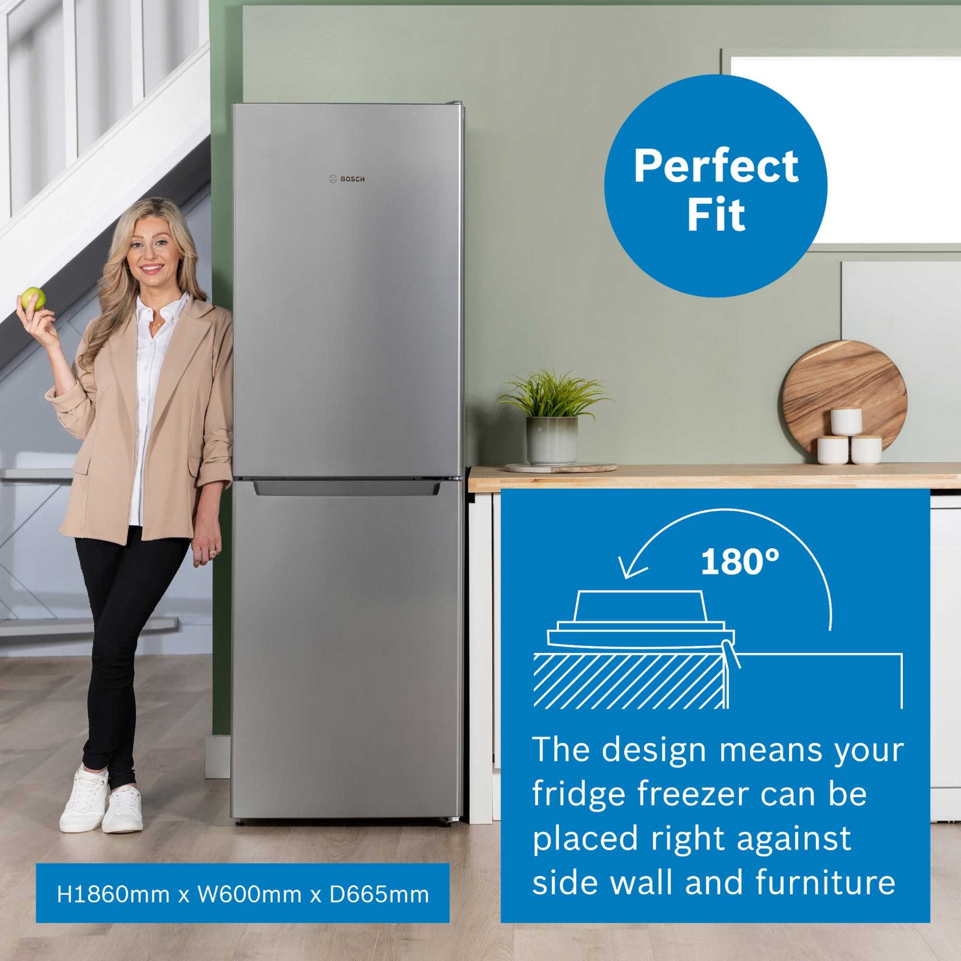 Bosch Series 2 Fridge Freezer 50/50 Total No Frost - Stainless Steel - KGN34NLEAG