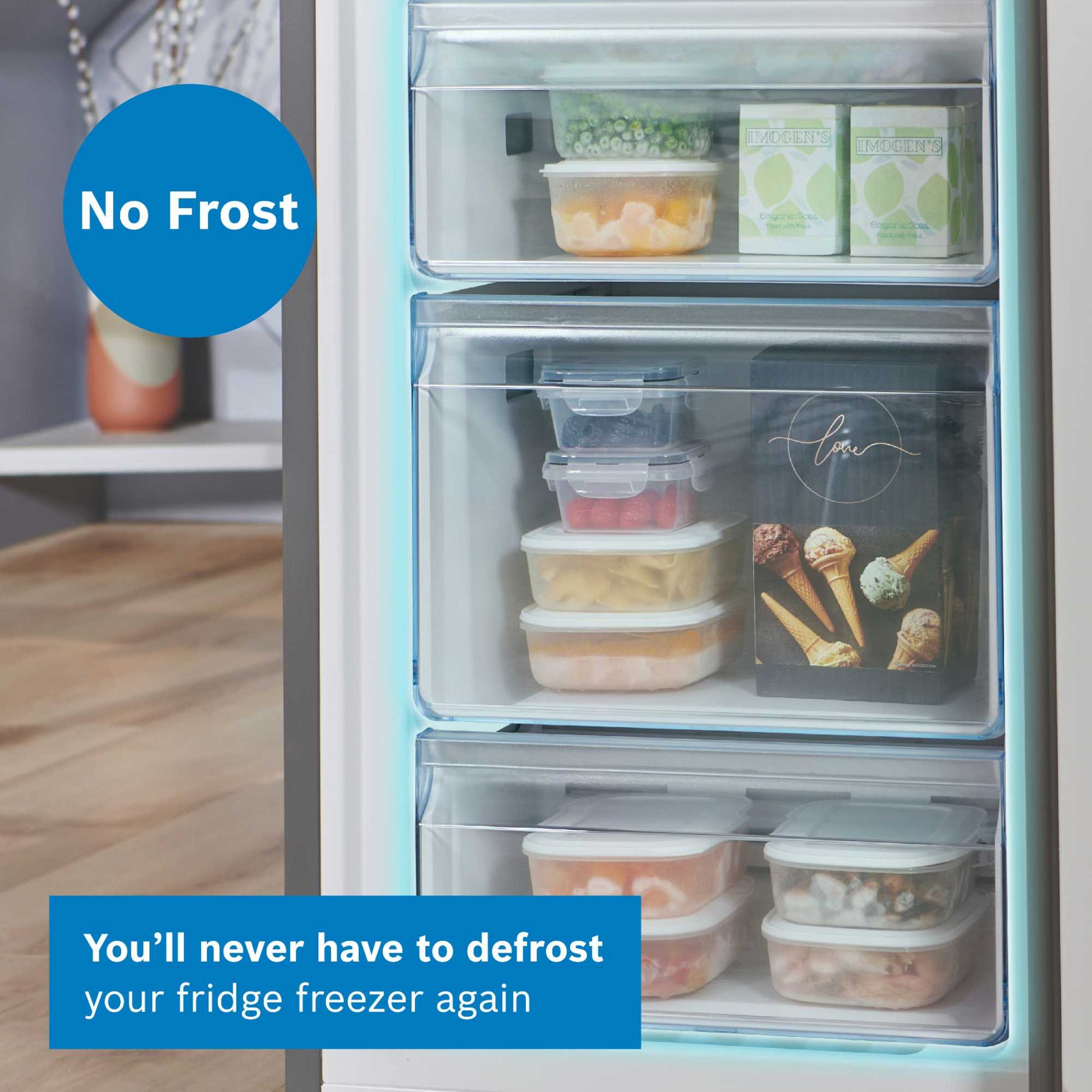 Bosch Series 2 Fridge Freezer 50/50 Total No Frost - Stainless Steel - KGN34NLEAG