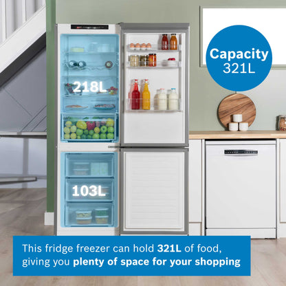 Bosch Series 4 Fridge Freezer 60/40 Total No Frost - Stainless Steel - KGN362LDFG