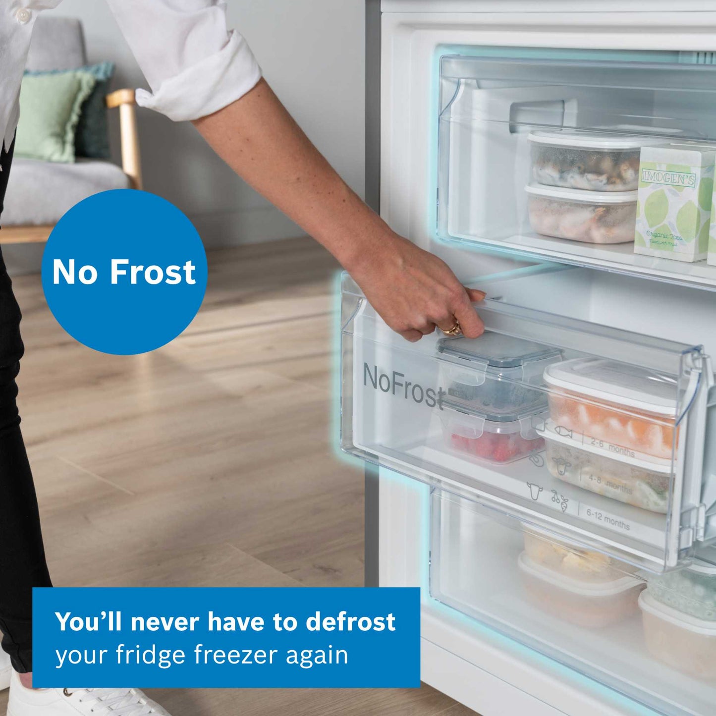 Bosch Series 4 Fridge Freezer 60/40 Total No Frost - Stainless Steel - KGN362LDFG