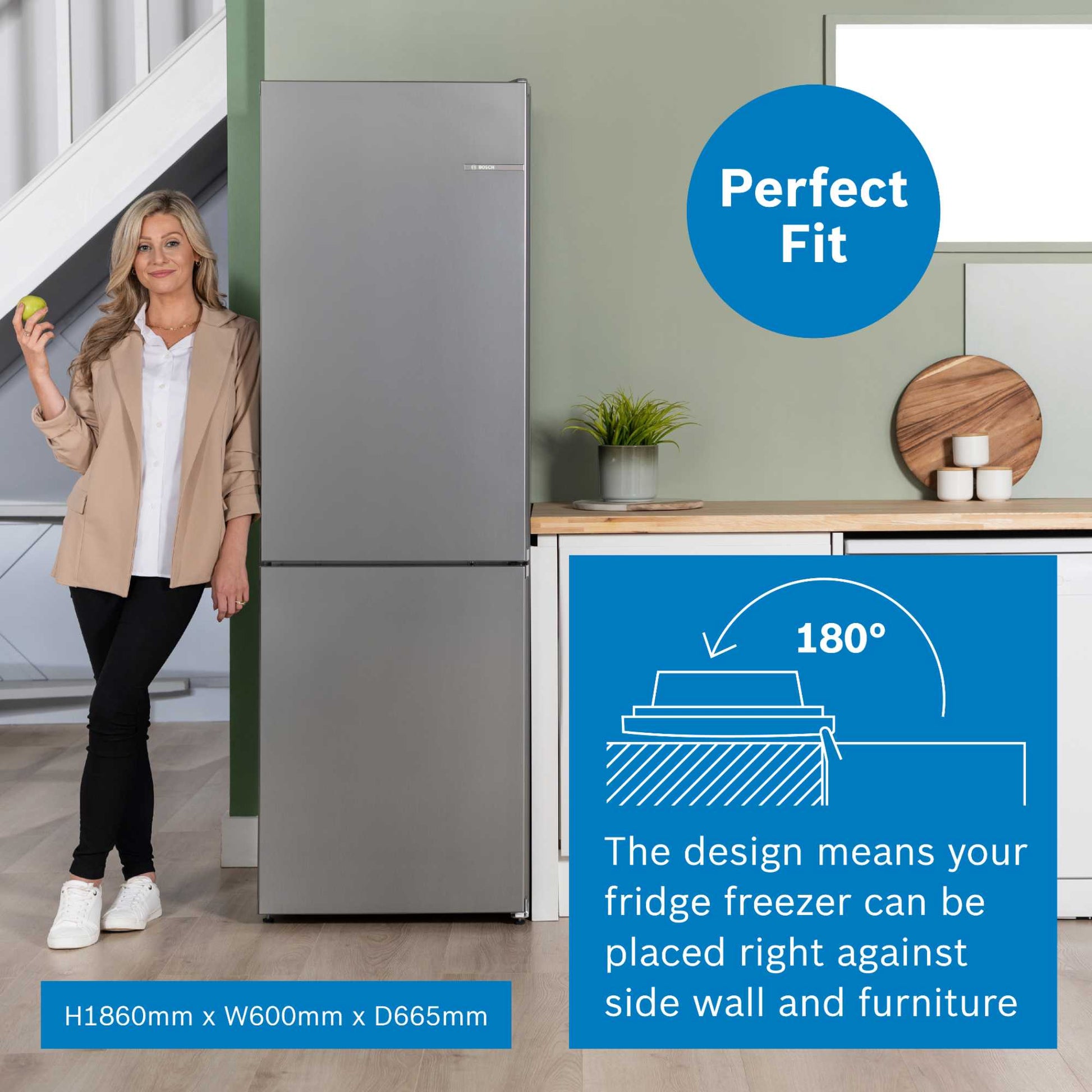 Bosch Series 4 Fridge Freezer 60/40 Total No Frost - Stainless Steel - KGN362LDFG