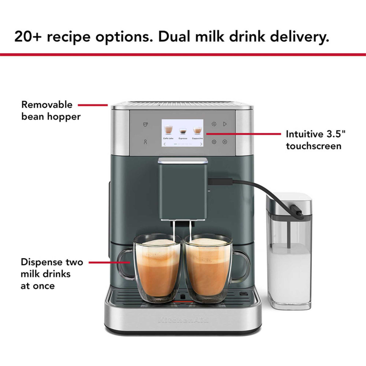 KitchenAid 5KES8557BJP Fully Automatic Espresso KF7 Quiet Mark Dual Cup - Juniper Green