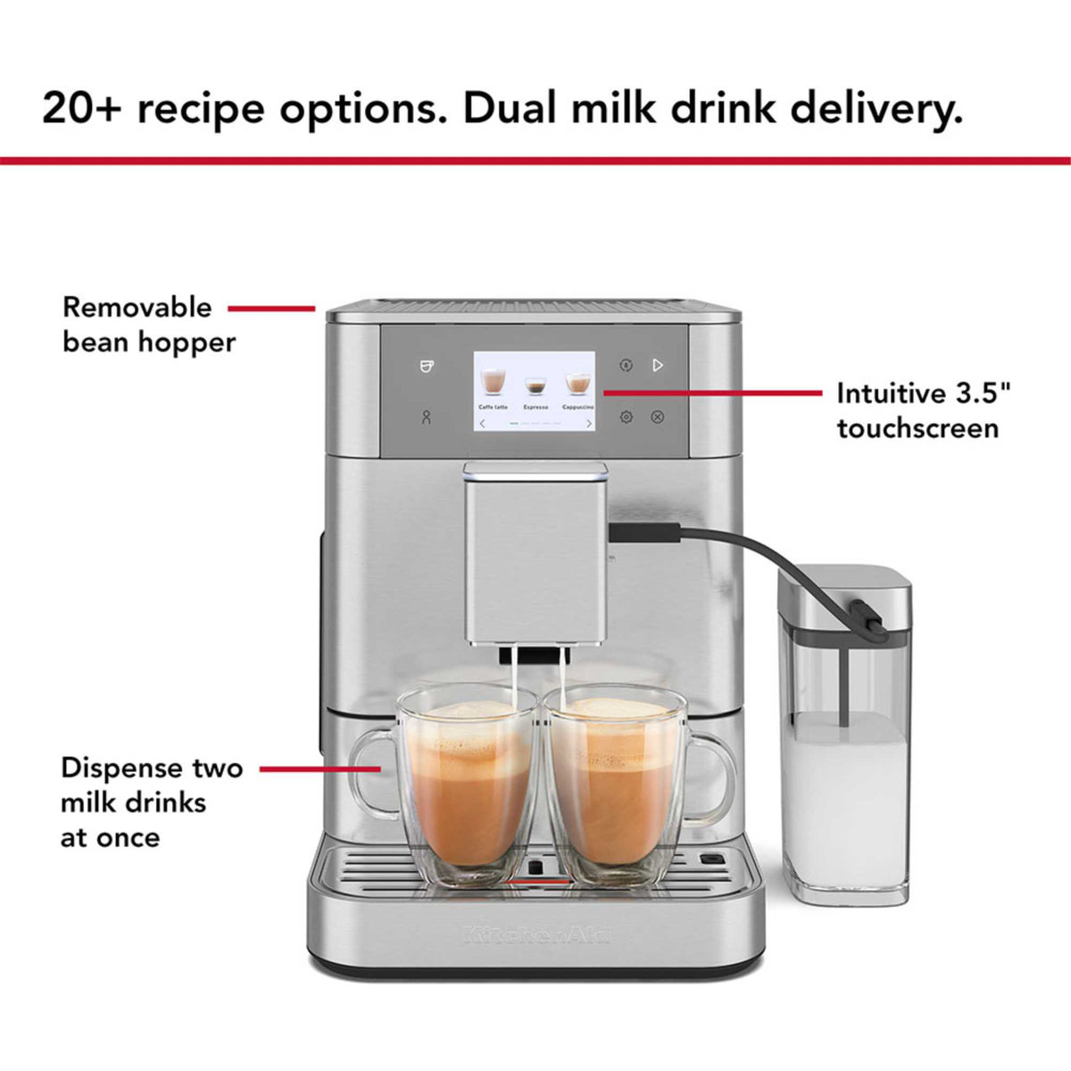 KitchenAid 5KES8557BSX Fully Automatic Espresso KF7 Quiet Mark Dual Cup - Stainless Steel