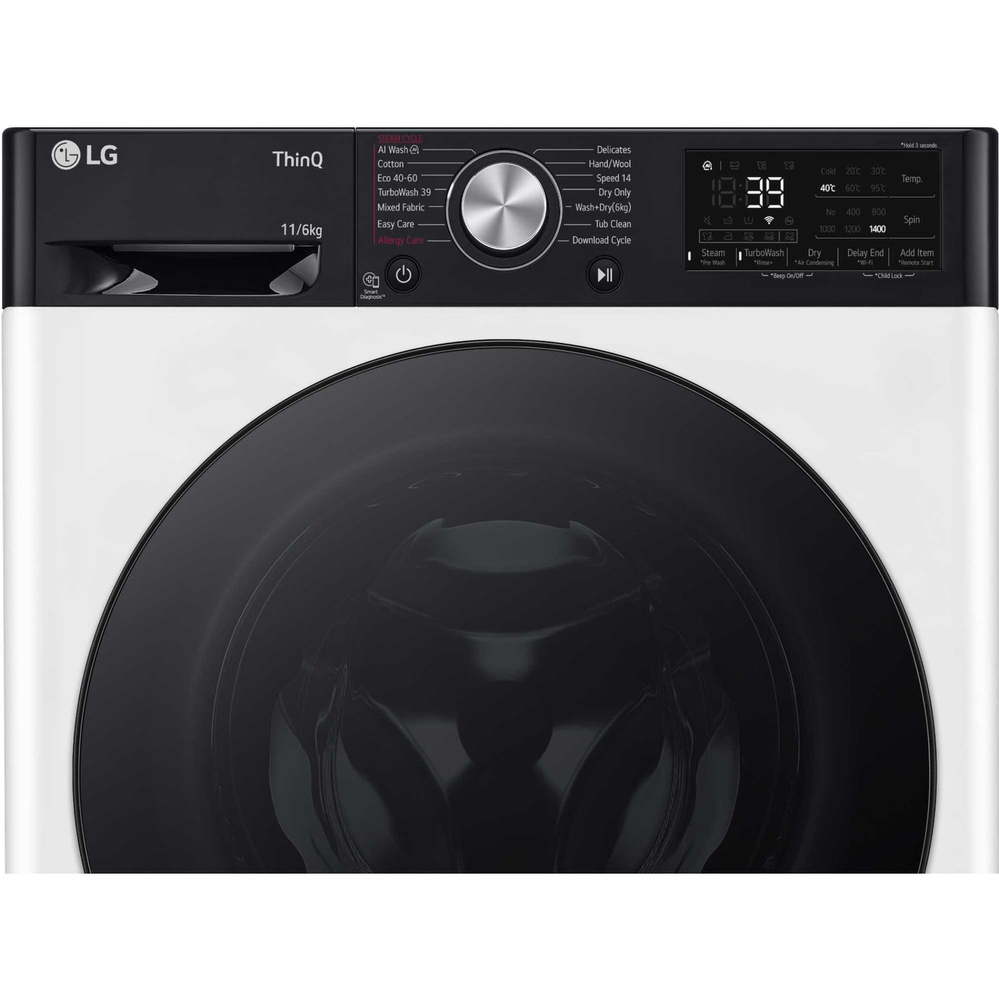 LG Series 7 DUAL Dry 11kg Wash 6kg Dry 1400rpm Washer Dryer - FWY916WBTN1