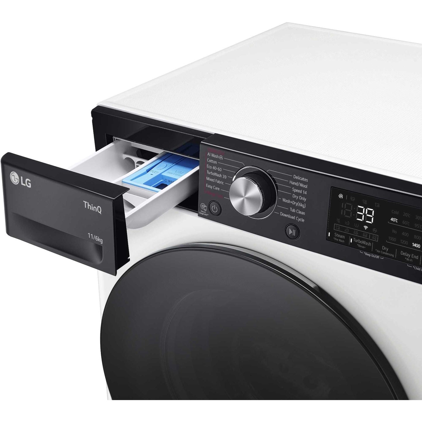 LG Series 7 DUAL Dry 11kg Wash 6kg Dry 1400rpm Washer Dryer - FWY916WBTN1