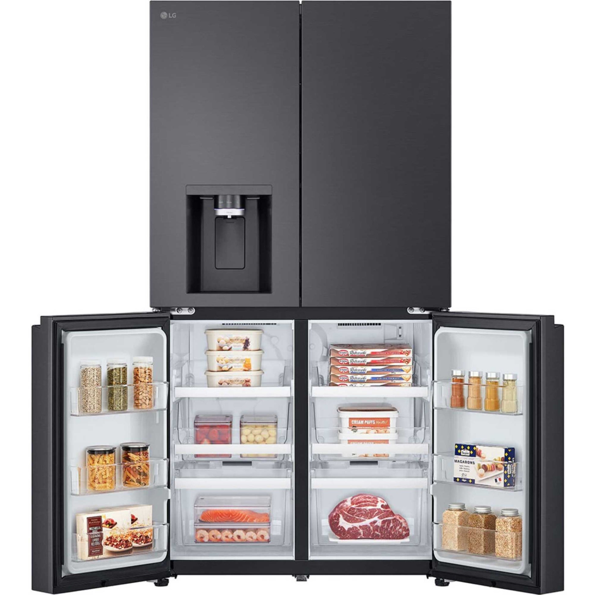 LG NatureFRESH American Style Fridge Freezer 60/40 Total No Frost - Essence Black Steel - GMF960EV4E