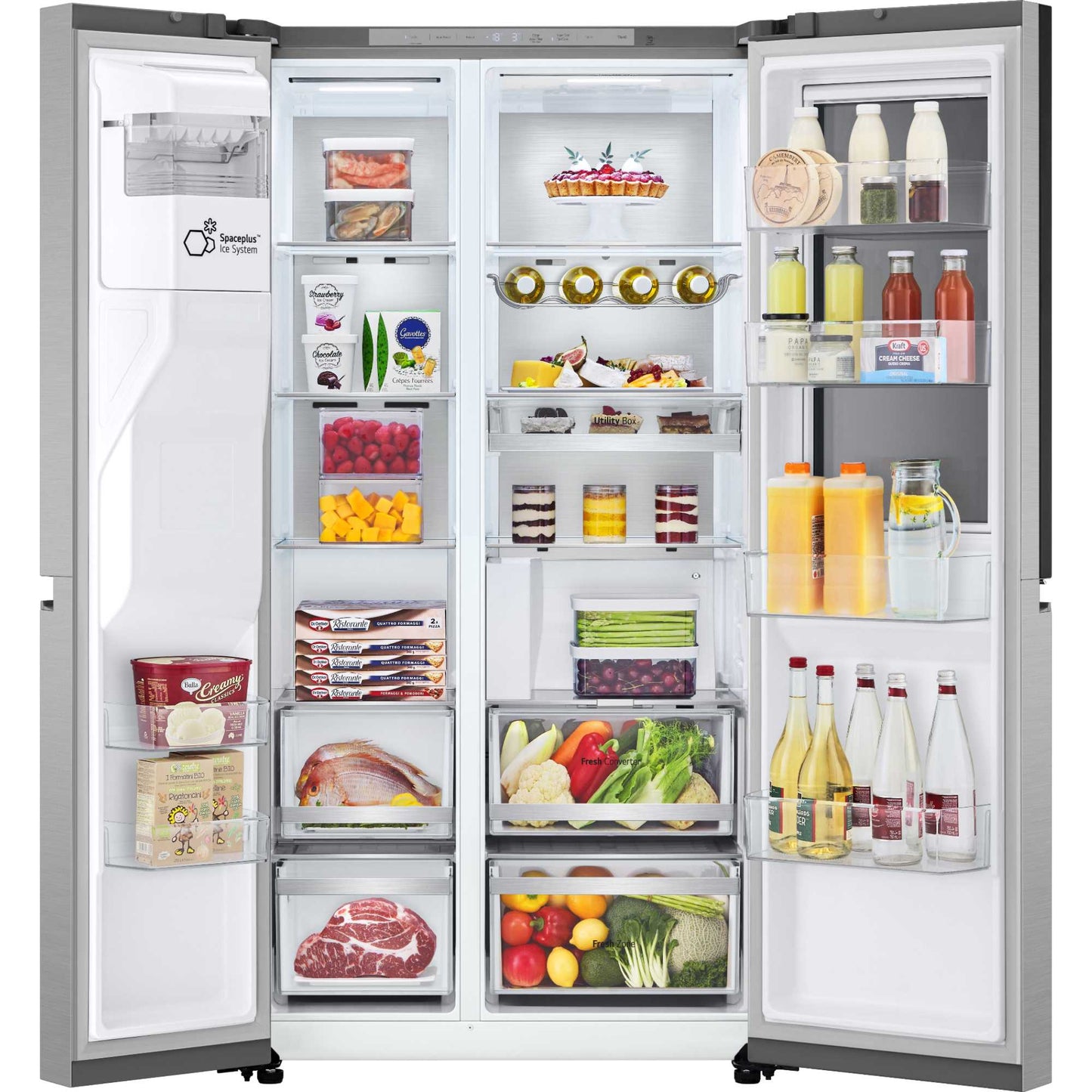 LG GSXE90BSAD InstaView American Style Smart Fridge Freezer - Brushed Steel