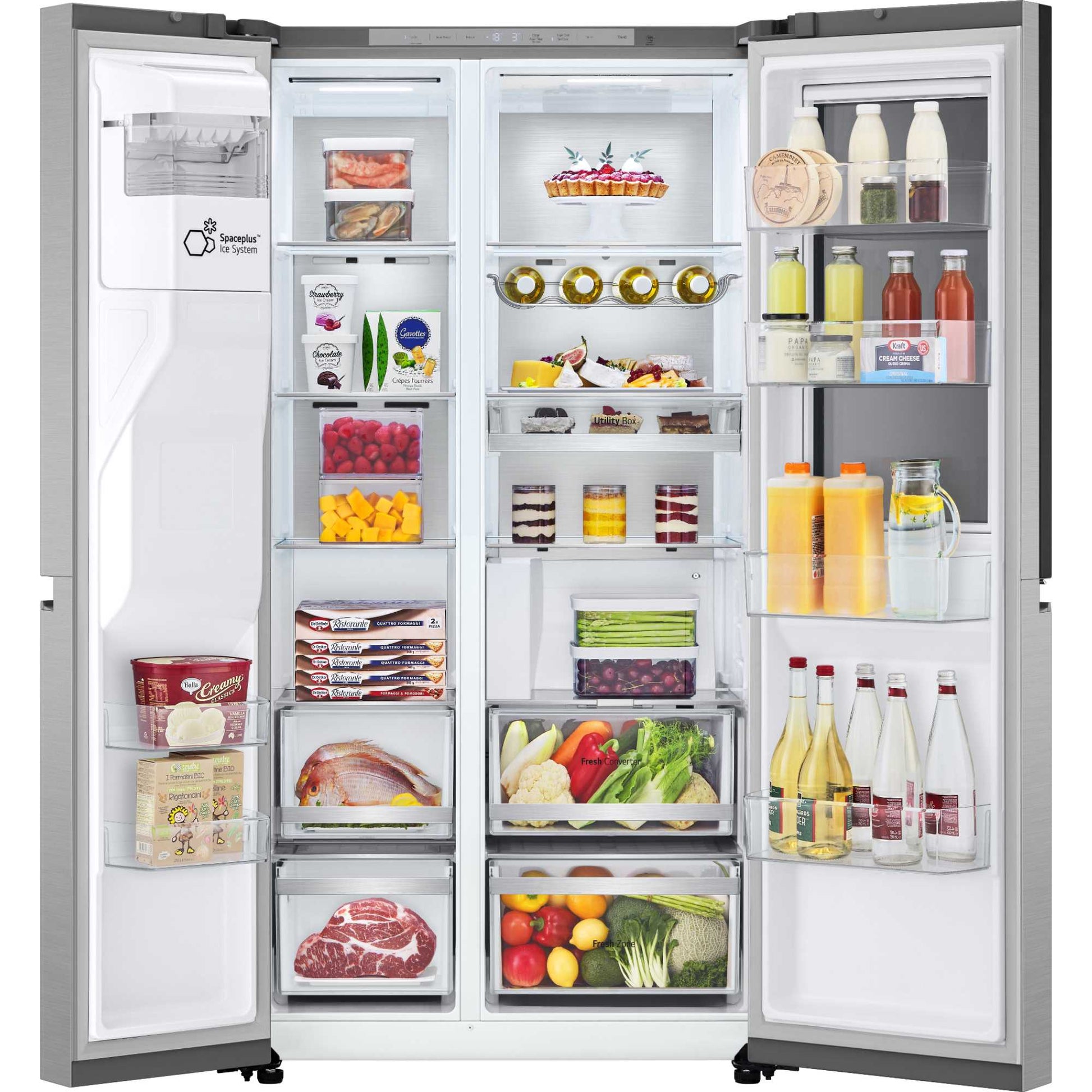 LG GSXE90BSAD InstaView American Style Smart Fridge Freezer - Brushed Steel