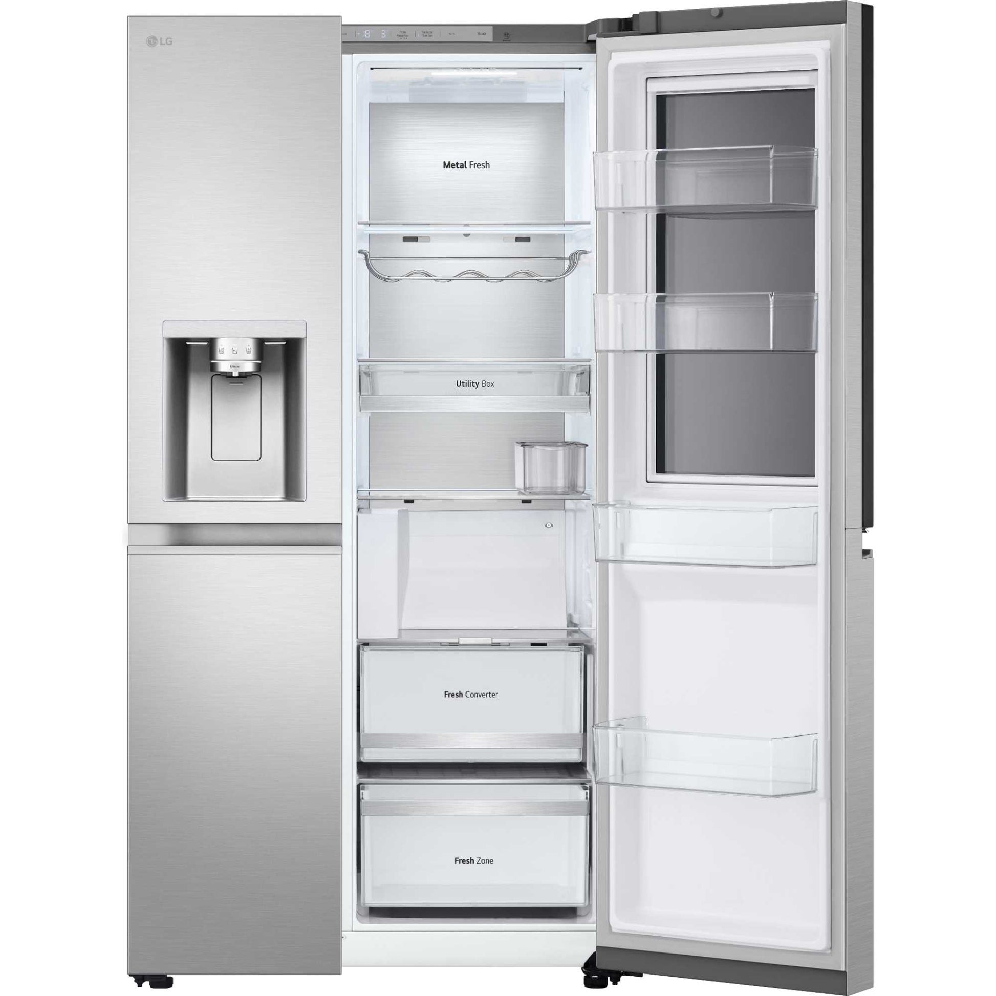 LG GSXE90BSAD InstaView American Style Smart Fridge Freezer - Brushed Steel