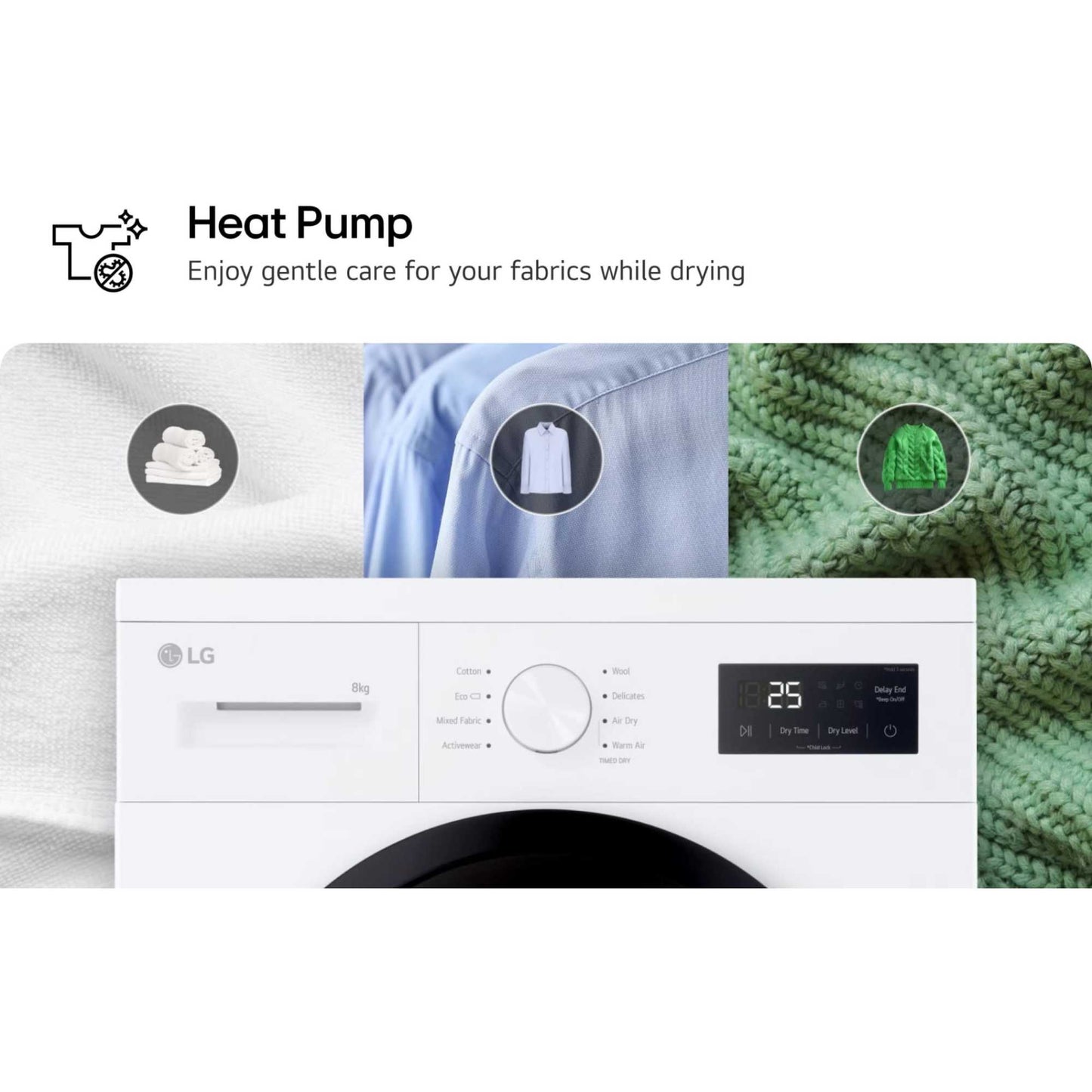 LG Series 2 8kg Heat Pump Tumble Dryer - RHA1008NWK