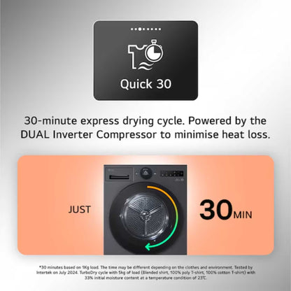 LG Series 7 AI Dry 9kg Heat Pump Tumble Dryer - RHX7009TBB