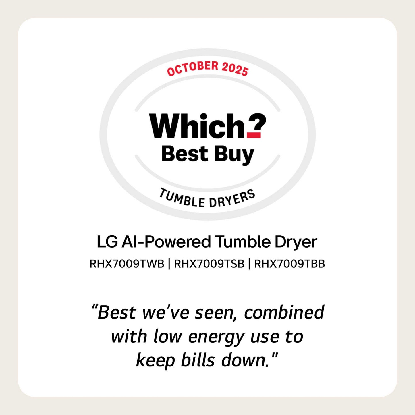 LG Series 7 AI Dry 9kg Heat Pump Tumble Dryer - RHX7009TBB