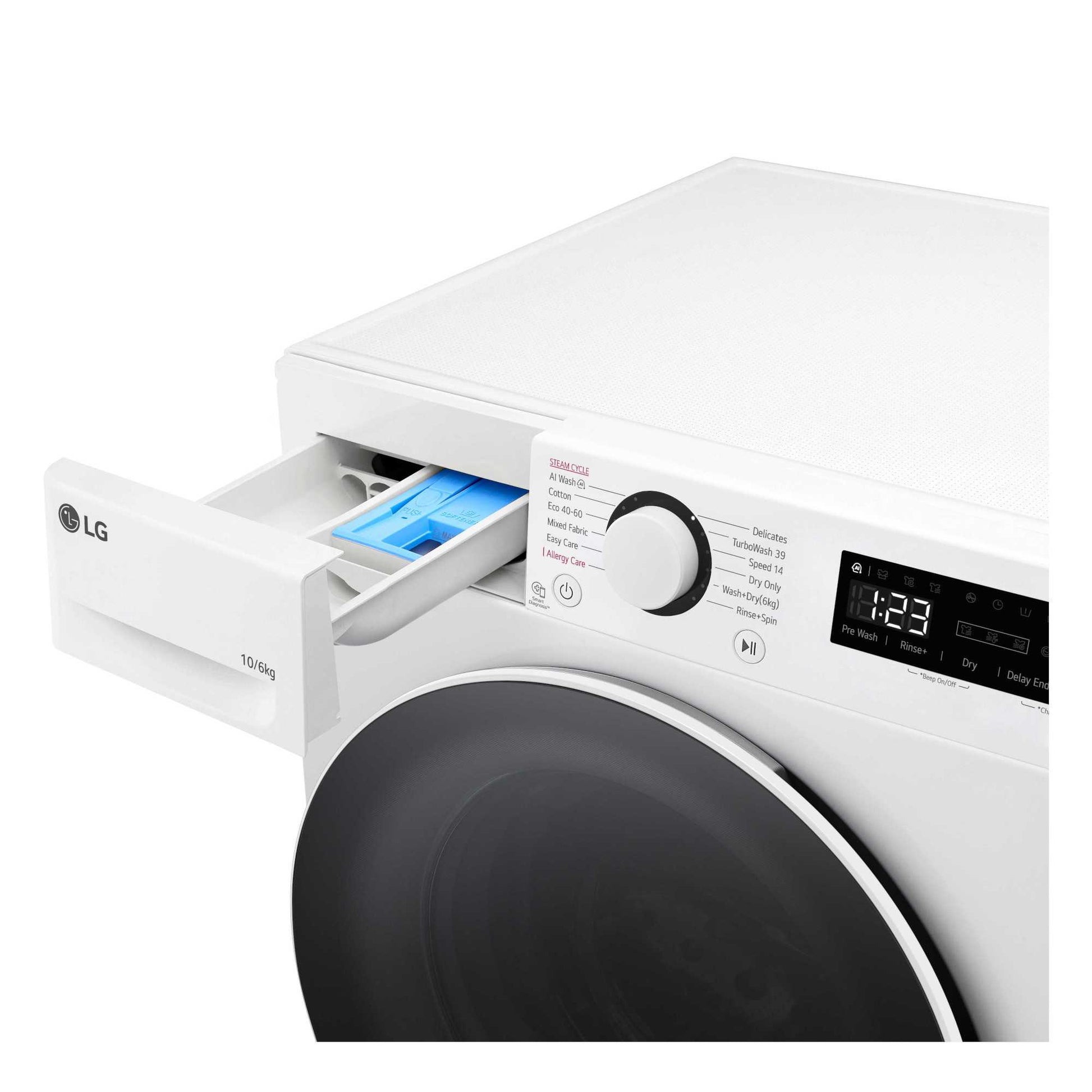 LG Series 4 Pro AI Direct Drive 10kg Wash 6kg Dry 1400rpm Washer Dryer - FWY706WWTN1