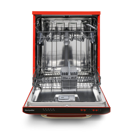 Montpellier MAB1353DR 60cm Retro Dishwasher in Red