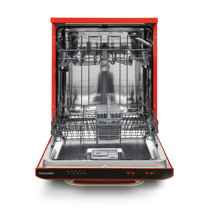 Montpellier MAB1353DR 60cm Retro Dishwasher in Red