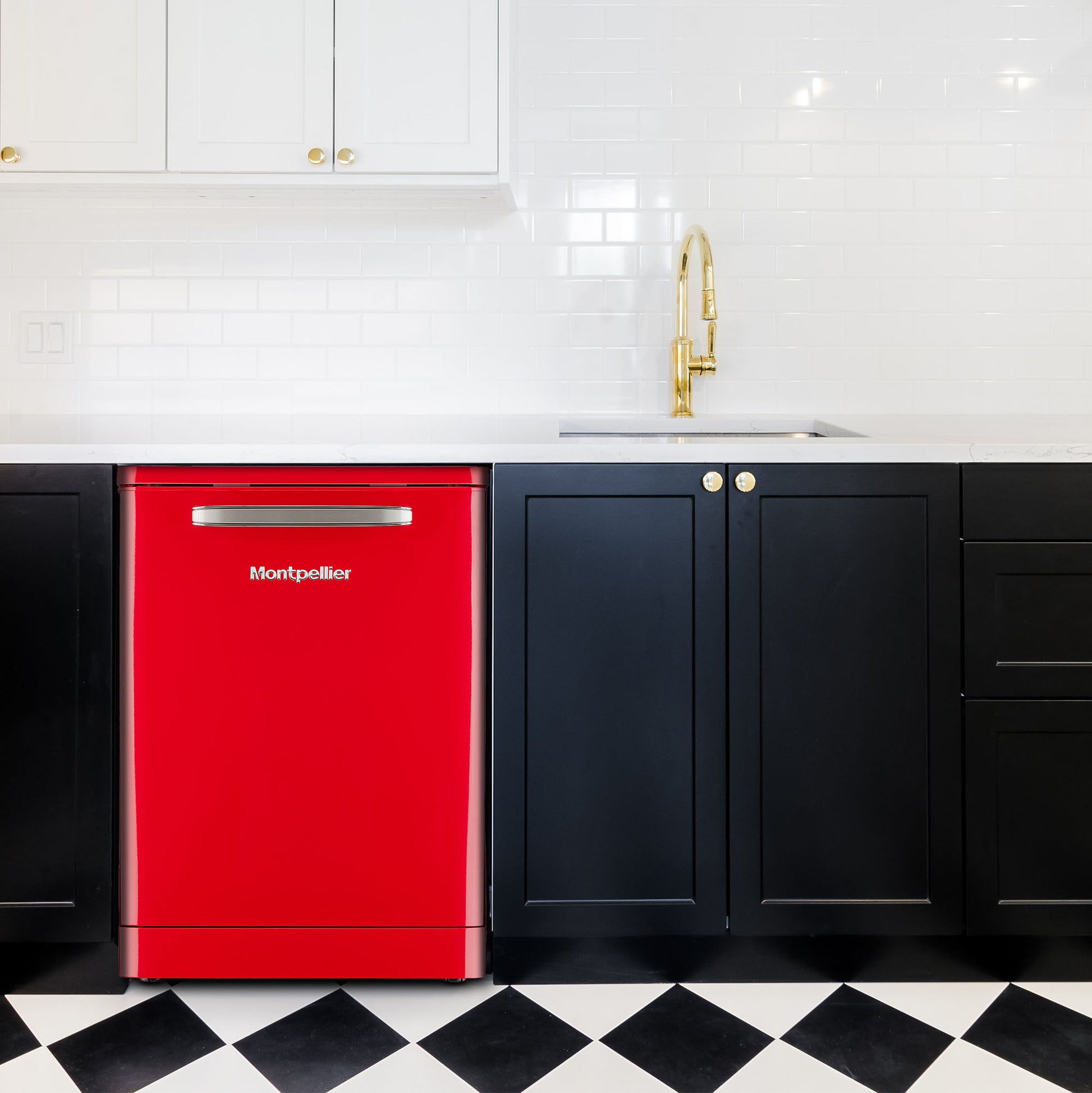 Montpellier MAB1353DR 60cm Retro Dishwasher in Red