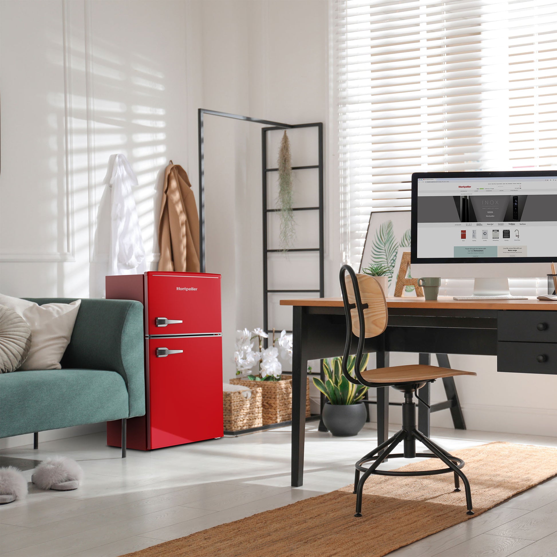 Montpellier MAB2035ER Undercounter Retro Fridge Freezer in Red