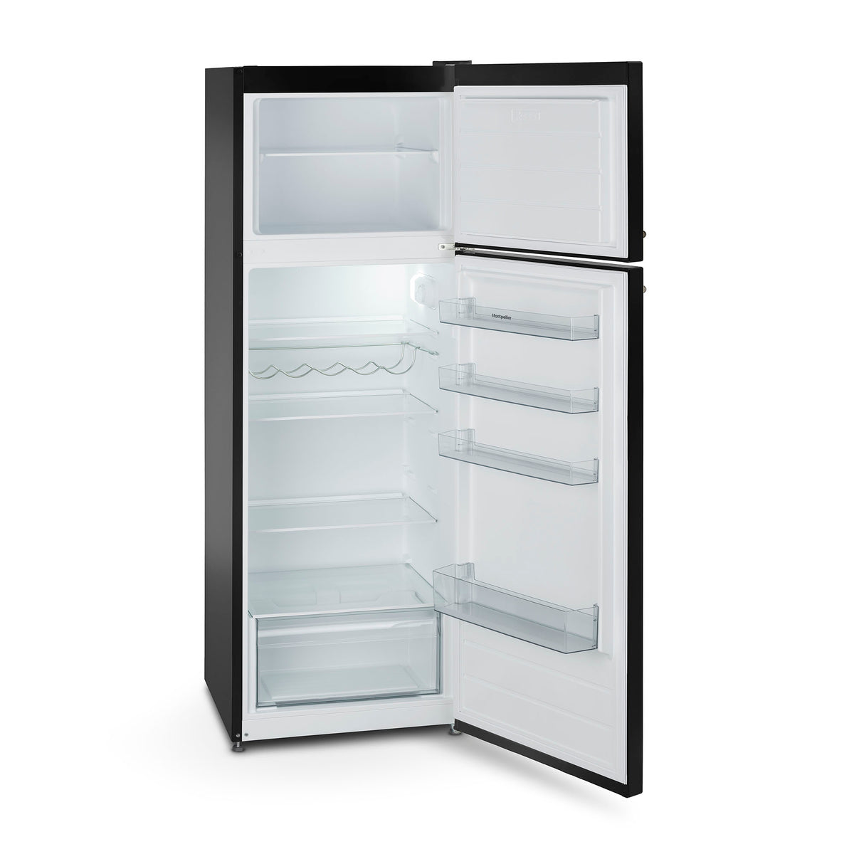 Montpellier MAB346EK Retro Top Mount Fridge Freezer in BLACK