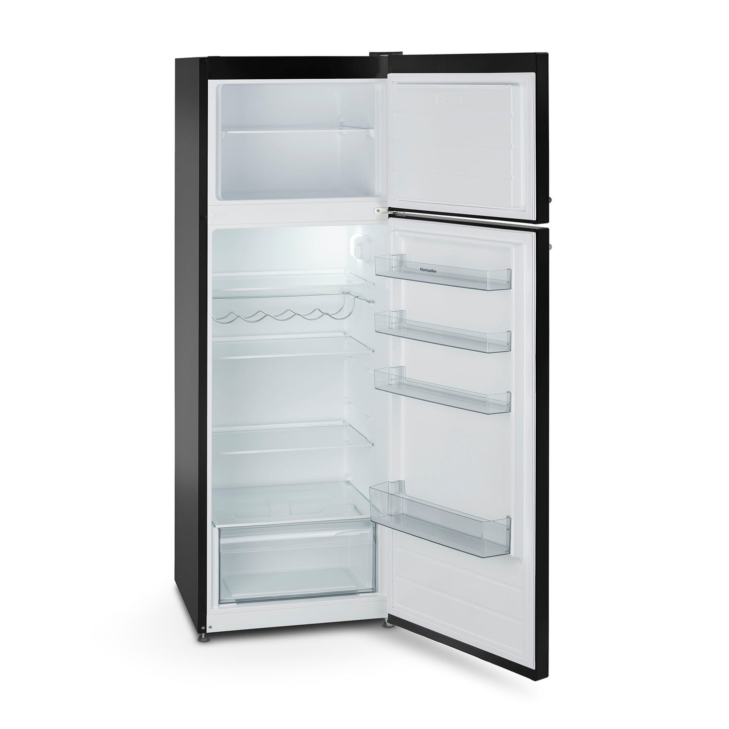 Montpellier MAB346EK Retro Top Mount Fridge Freezer in BLACK