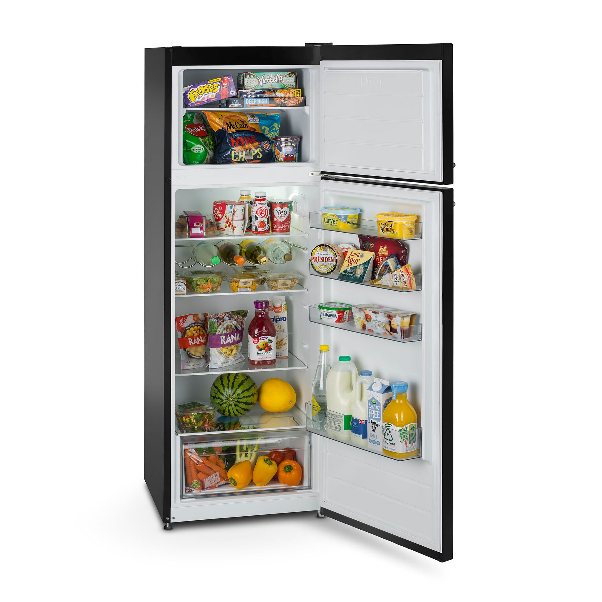 Montpellier MAB346EK Retro Top Mount Fridge Freezer in BLACK