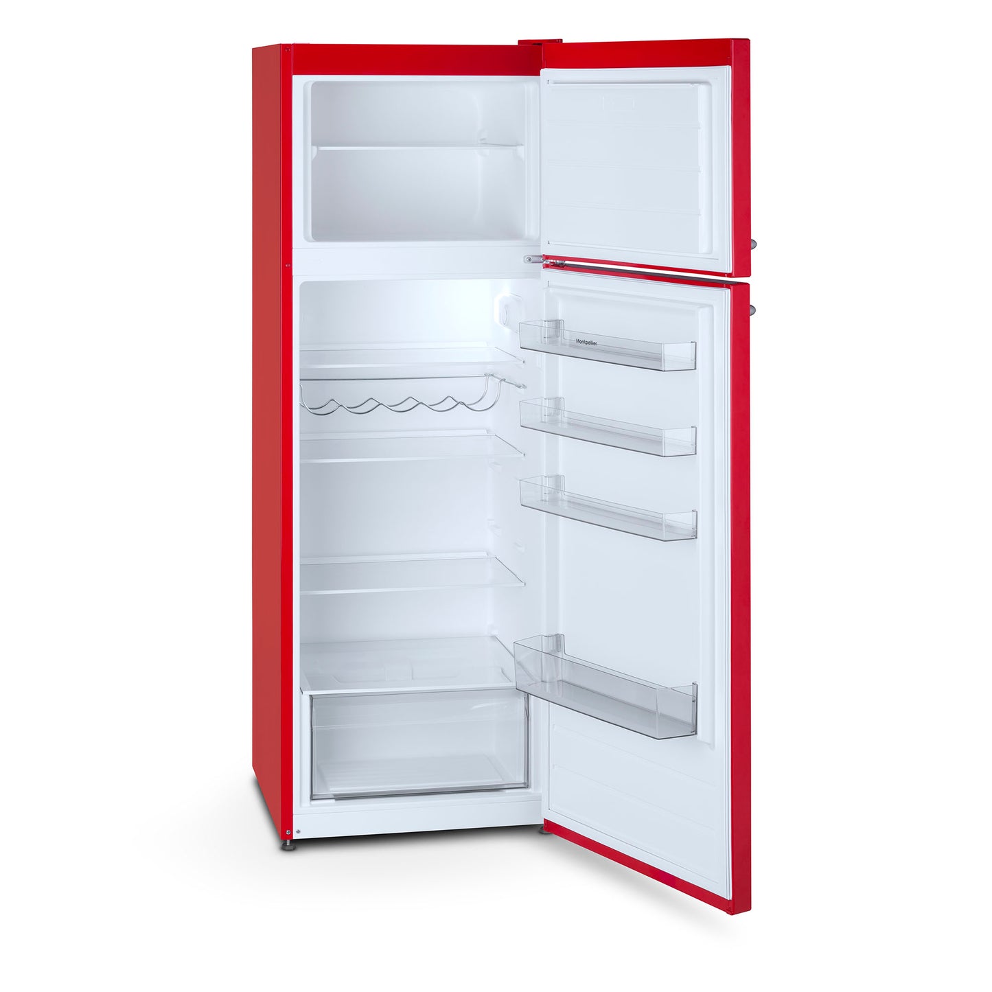 Montpellier MAB346ER Retro Top Mount Fridge Freezer in RED