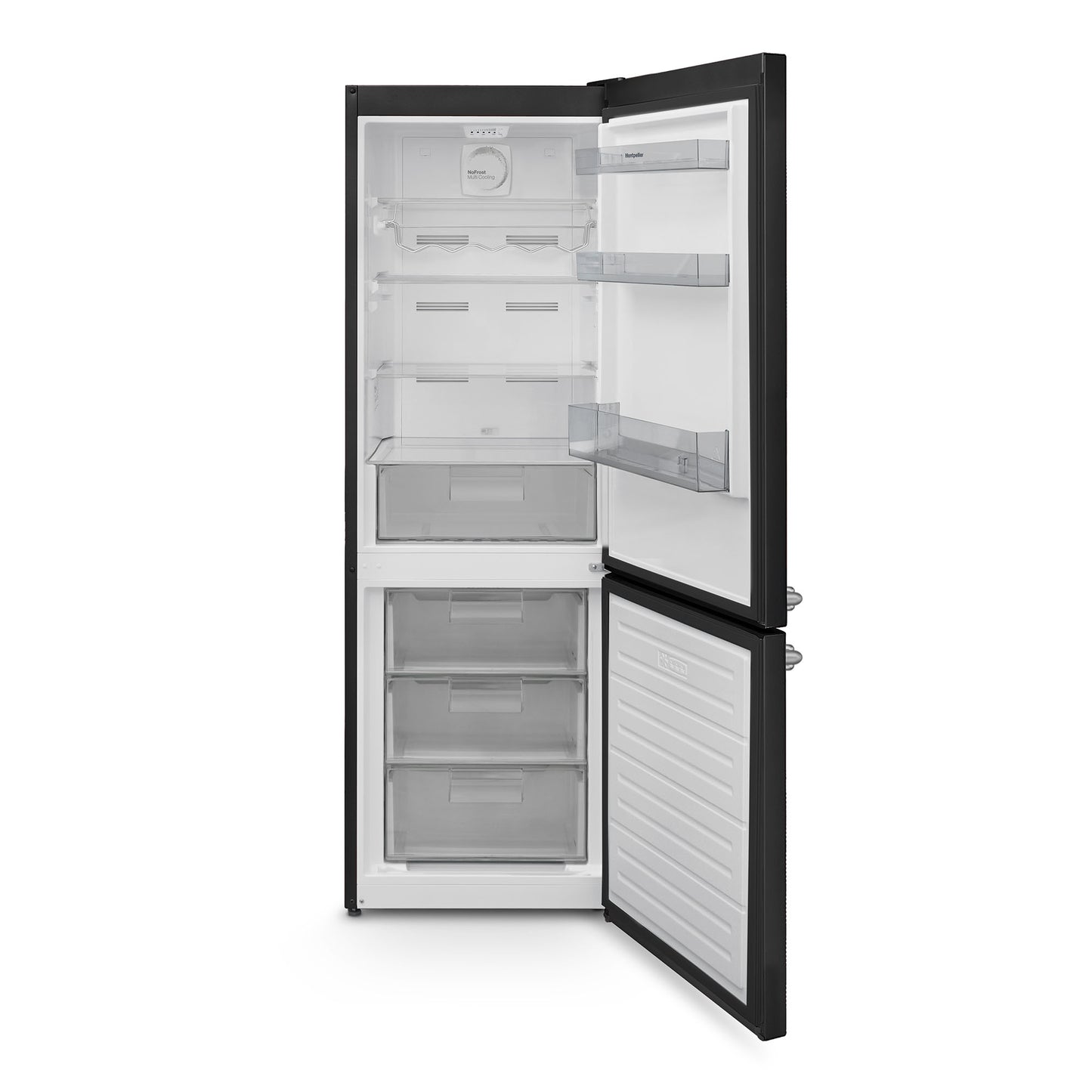 Montpellier MAB386EK Retro No Frost Fridge Freezer in BLACK