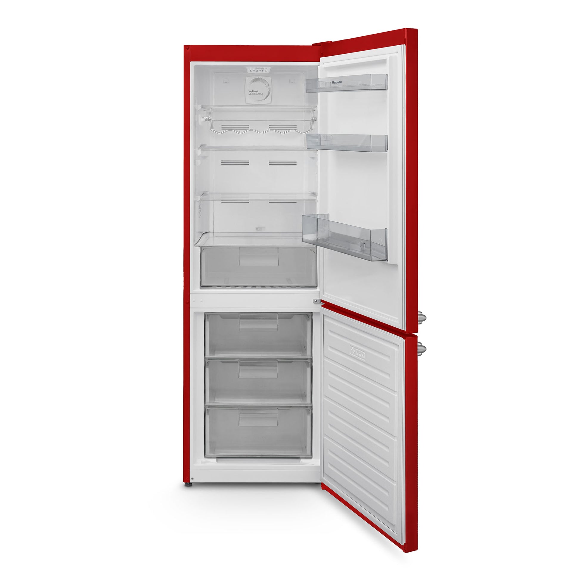 Montpellier MAB386ER Retro No Frost Fridge Freezer in RED