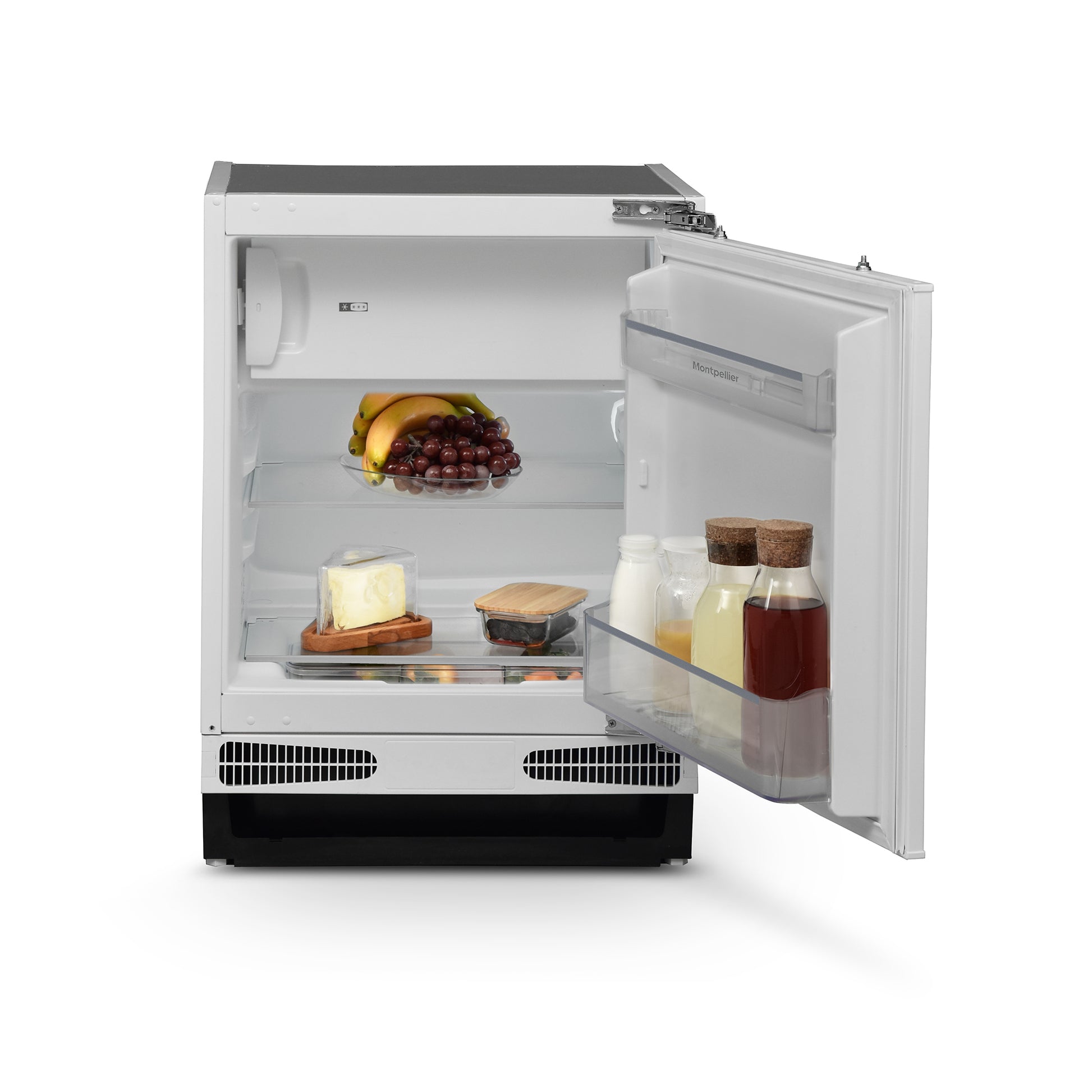 Montpellier MBUR115E Integrated Undercounter 4* Ice box Fridge